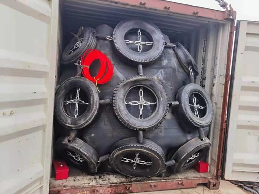 Qualità cuscino ammortizzatore della nave di 3.3*6.5m per il cuscino ammortizzatore pneumatico del nero dello STS con la catena e la gomma fabbrica
